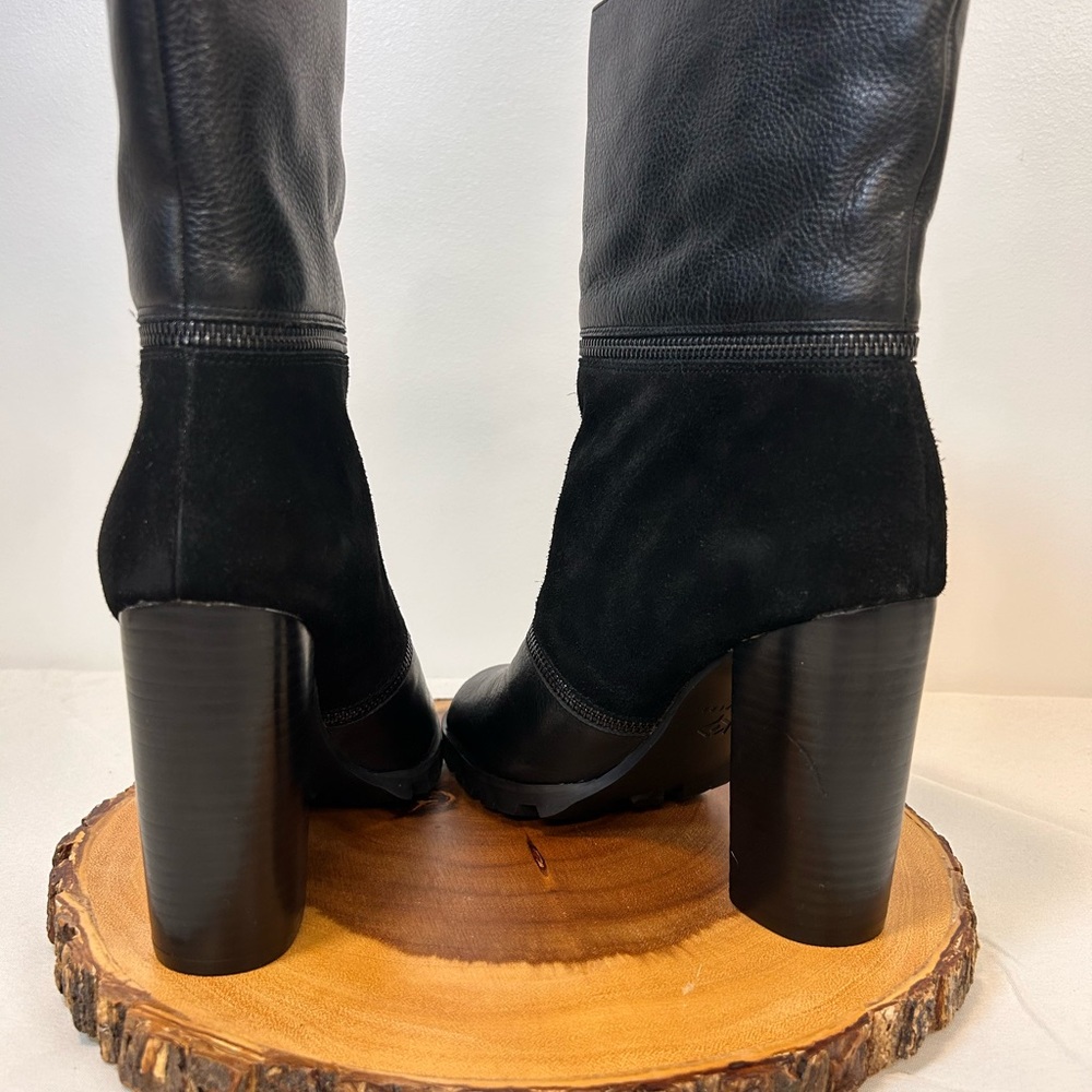 Katy‎ Perry Black Genuine Leather Suede Peep Toe Convertible Boots Women’s 8.5 - Picture 6 of 12